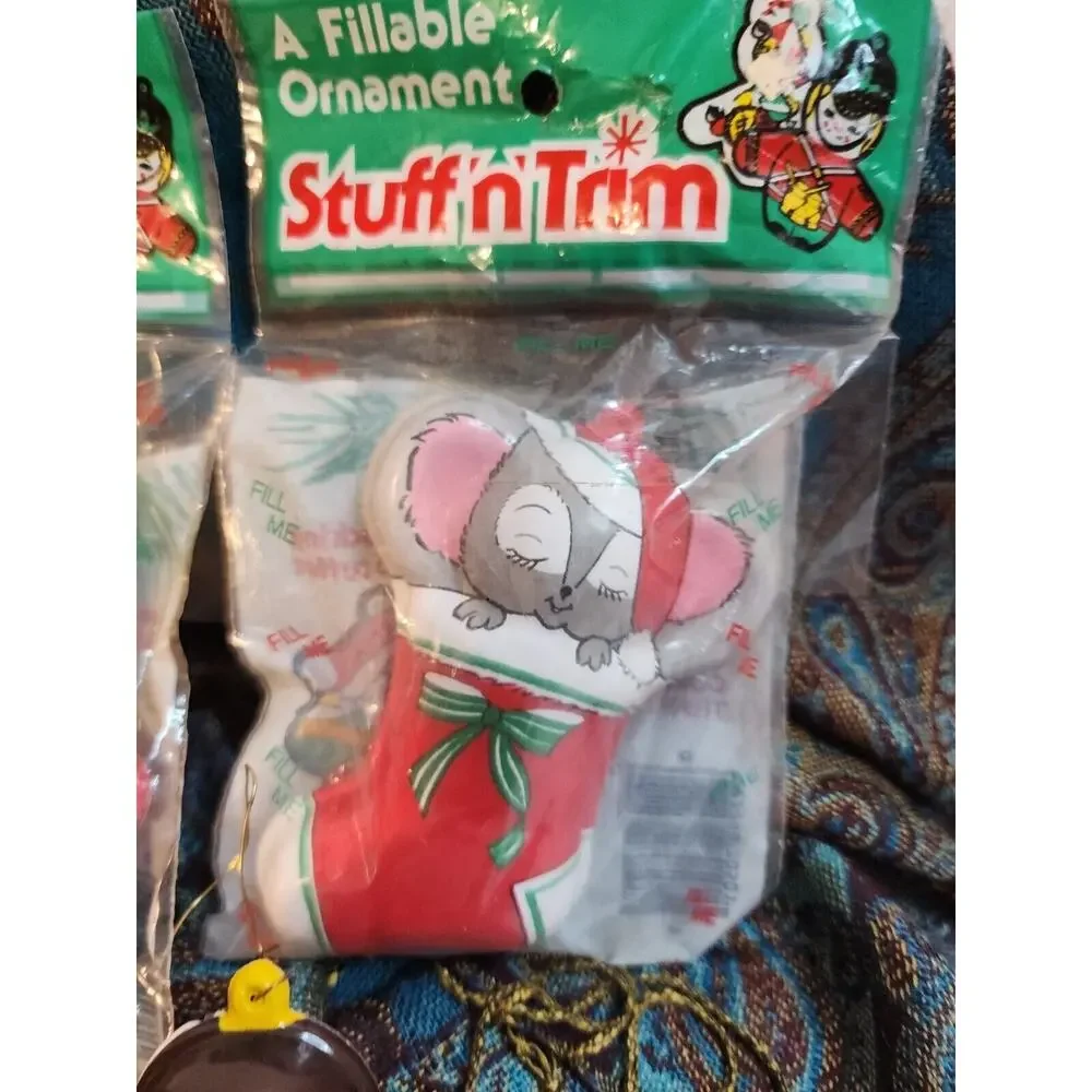 VTG Stuff N Trim Fillable Christmas Ornaments Made In USA Hard Plastic Lot Of 3